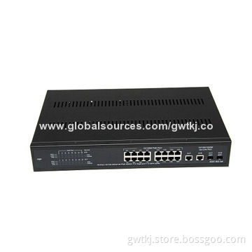 10/100M 16-port Web managed PoE switch with 2 GE+2 SFP